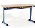 Nr. 1196: Undervisningsmbler/Skolembler. Hjdeindstilleligt skolebord. Fuldsvejst stlkonstruktion for maximal holdbarhed. Epoxy I farver. Taskekrog i en eller 2 sider ved dobbeltbord. Raster hjdeindstilling med snapls. Dupsko i kunststof og mod merpris med filtsl samt bogkurv og stoleophng under bordplade. Plademl: 70x55, 75x65, 130x55 og 103x65 cm. Rasterhjde 58, 64 og 70 cm eller 70, 76 og 82 cm.