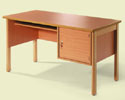 Nr. 1206: Undervisningsmbler/Skolembler. Kateder helt i tr. Ml 130x65 cm samt 150x65 med underskab i begge sider.