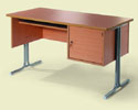 Nr. 1207: Undervisningsmbler/Skolembler. Kateder rundrr. Ml 130x65 cm. Fs med lille skuffe og uden frontpanel. I ml 150x65 cm med underskab i hver side.